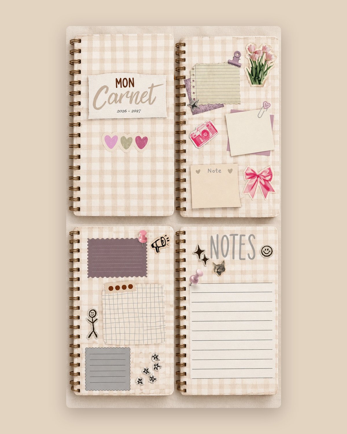 Le carnet à spirale, ouvert
