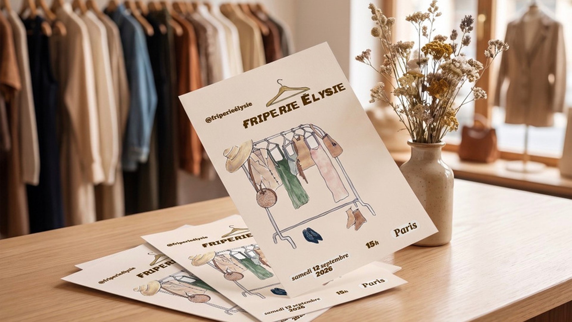 Les flyers, posés sur le comptoir de la boutique