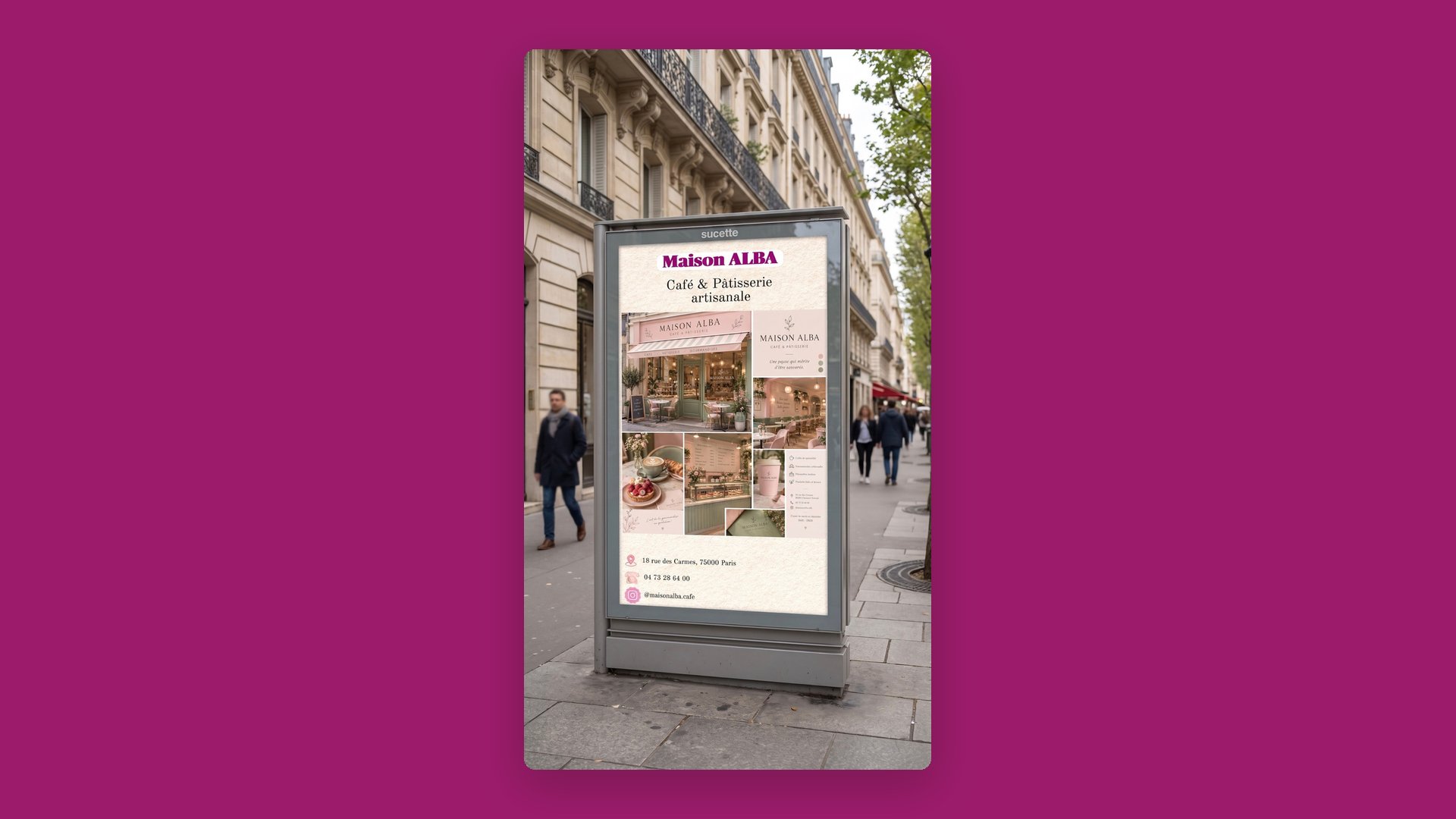 L’affiche de présentation du lieu, en mobilier urbain
