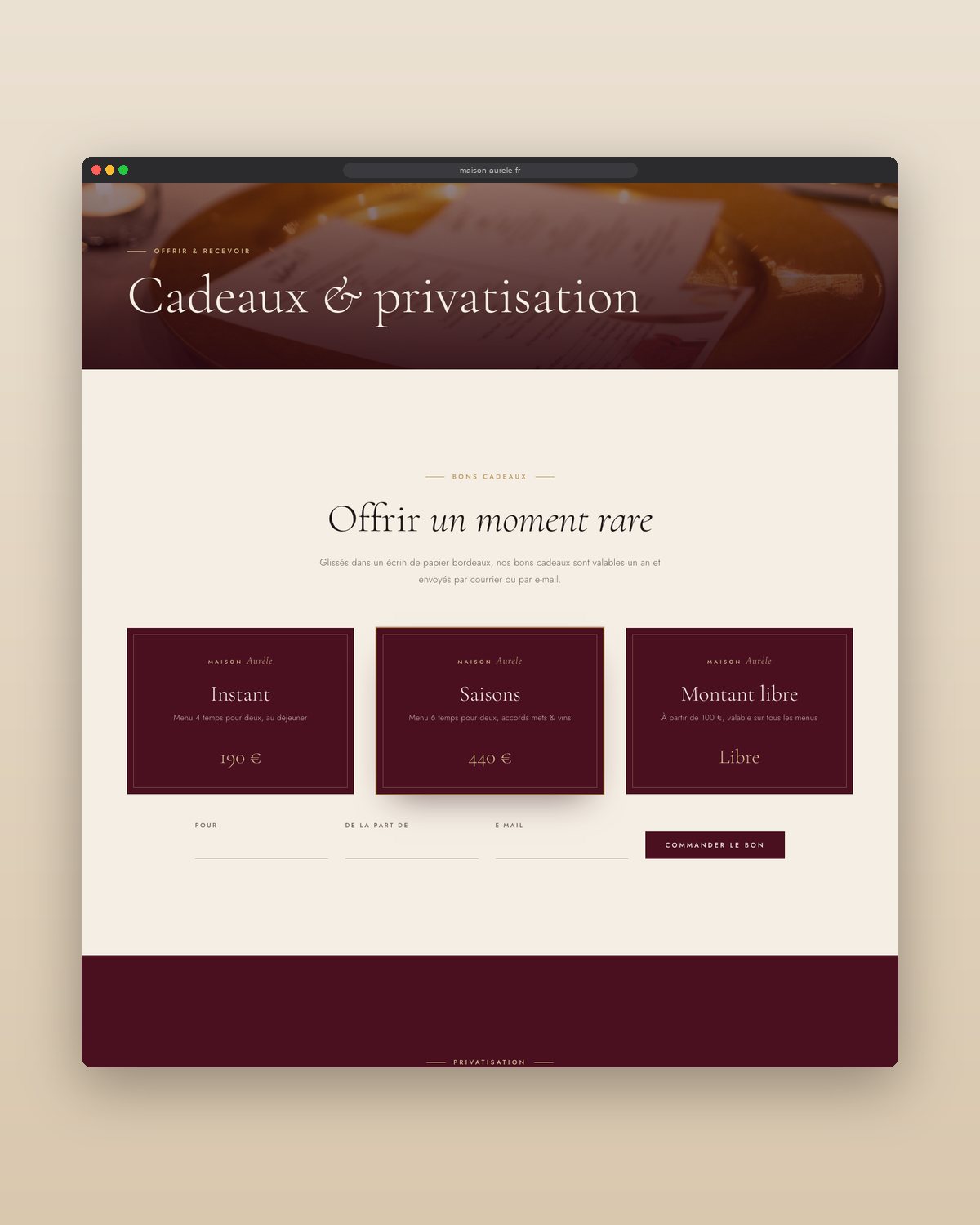 Bons cadeaux et privatisation du salon